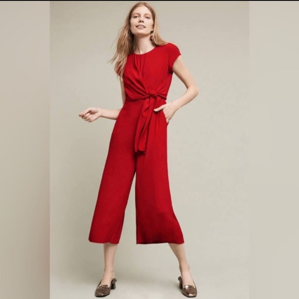 Anthropologie Red Jumpsuit Maeve